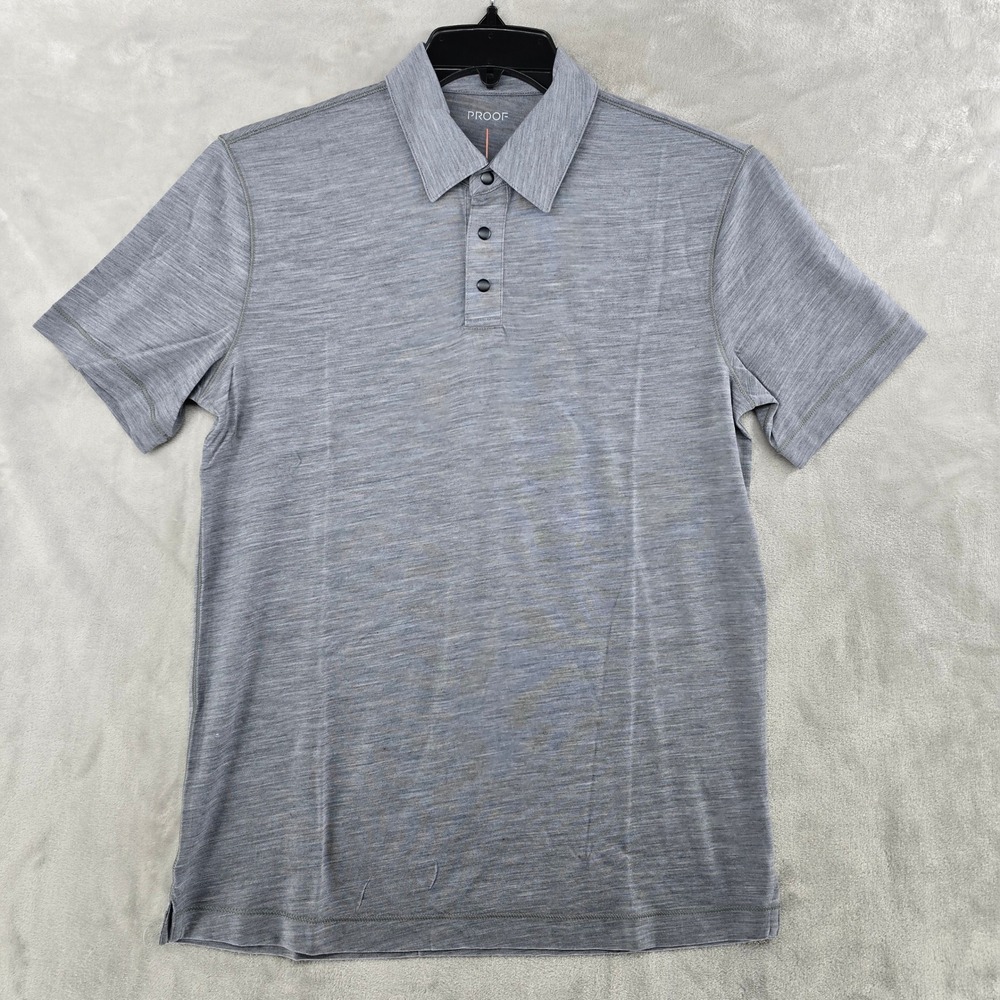 Proof 72-Hour Merino‎ Polo Men XS Gray Short Sleeve Snap Neck Classic Fit Shirt